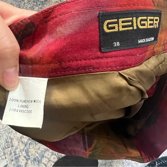 Vintage 90s Geiger Wide Leg Floral Wool Culottes Gaucho Pants Sz Small - Picture 6 of 10